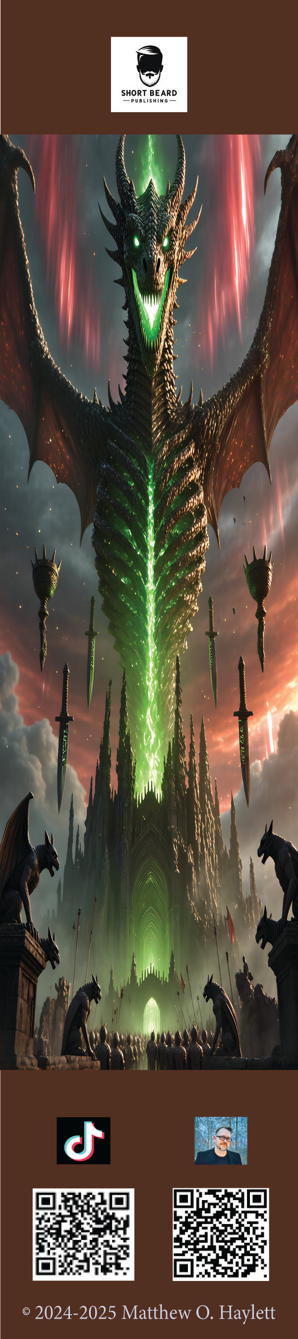 Bone Dragon Bookmark — 2" x 9" Premium Cardstock, Gloss-Coated with Colored Tassel by Short Beard Publishing