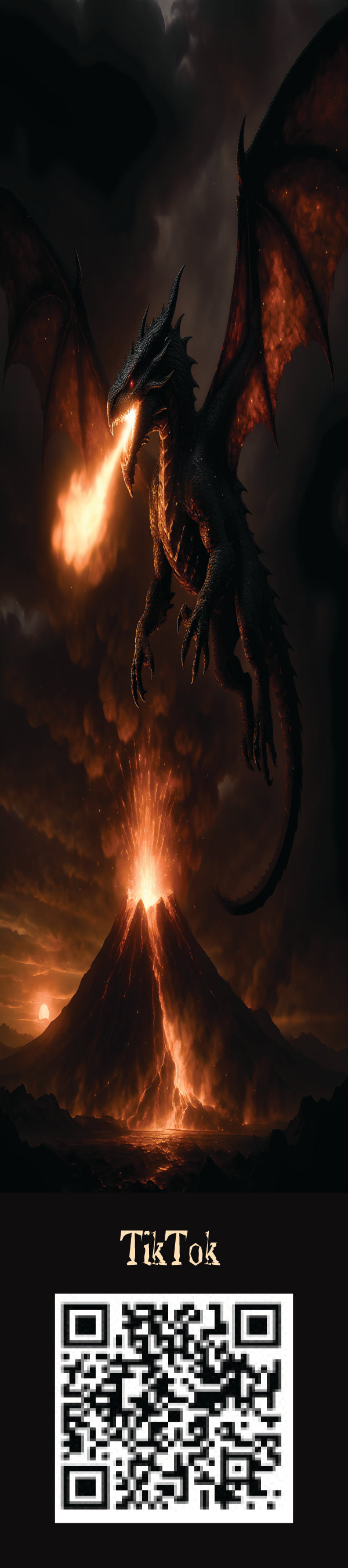 Magma Fire Dragon Bookmark — 2" x 9" Premium Cardstock, Gloss-Coated with Colored Tassel by Short Beard Publishing