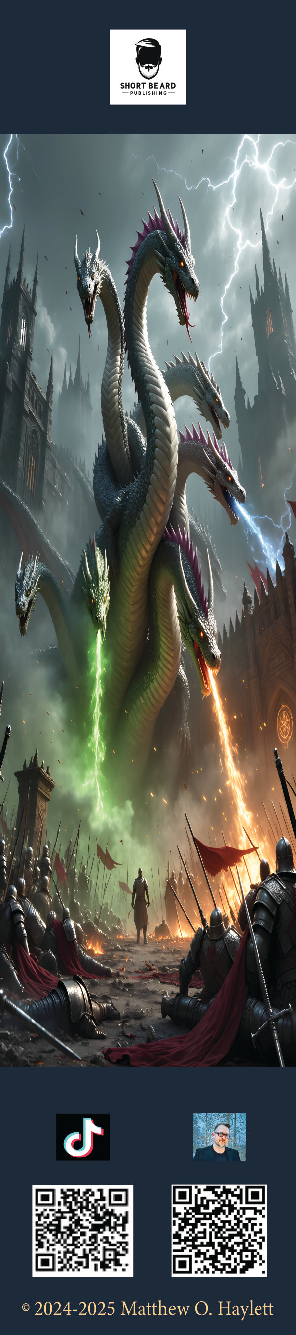 Hydra Dragon Bookmark — 2" x 9" Premium Cardstock, Gloss-Coated with Colored Tassel by Short Beard Publishing