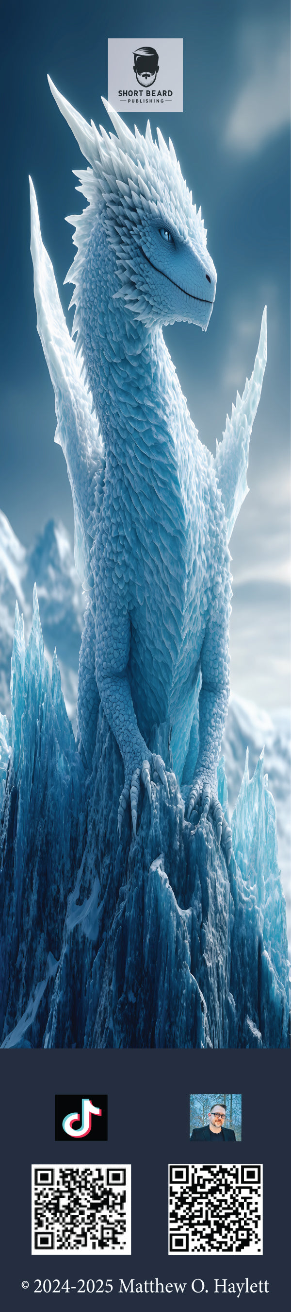 Ice Dragon Bookmark (V2) — 2" x 9" Premium Cardstock, Gloss-Coated with Colored Tassel by Short Beard Publishing