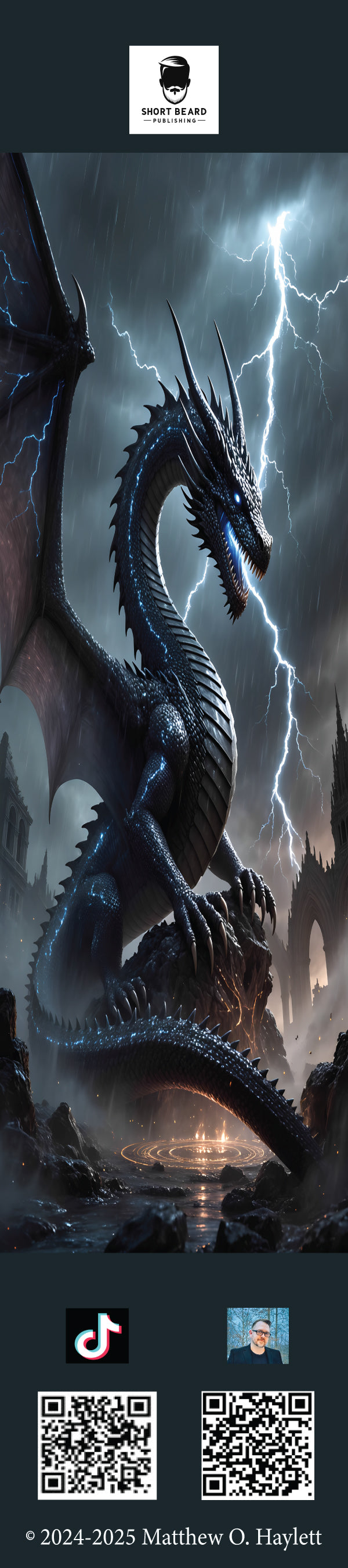 Shadow Dragon Bookmark (V2) — 2" x 9" Premium Cardstock, Gloss-Coated with Colored Tassel by Short Beard Publishing