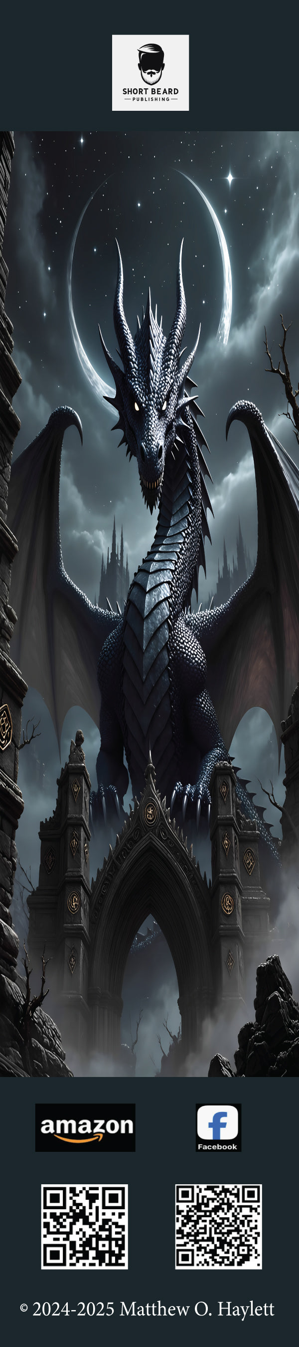 Shadow Dragon Bookmark (V2) — 2" x 9" Premium Cardstock, Gloss-Coated with Colored Tassel by Short Beard Publishing