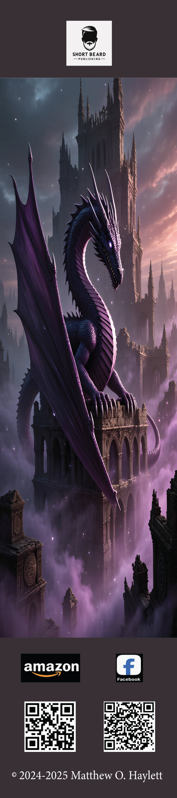 Shadow Dragon Bookmark (V3)— 2" x 9" Premium Cardstock, Gloss-Coated with Colored Tassel by Short Beard Publishing