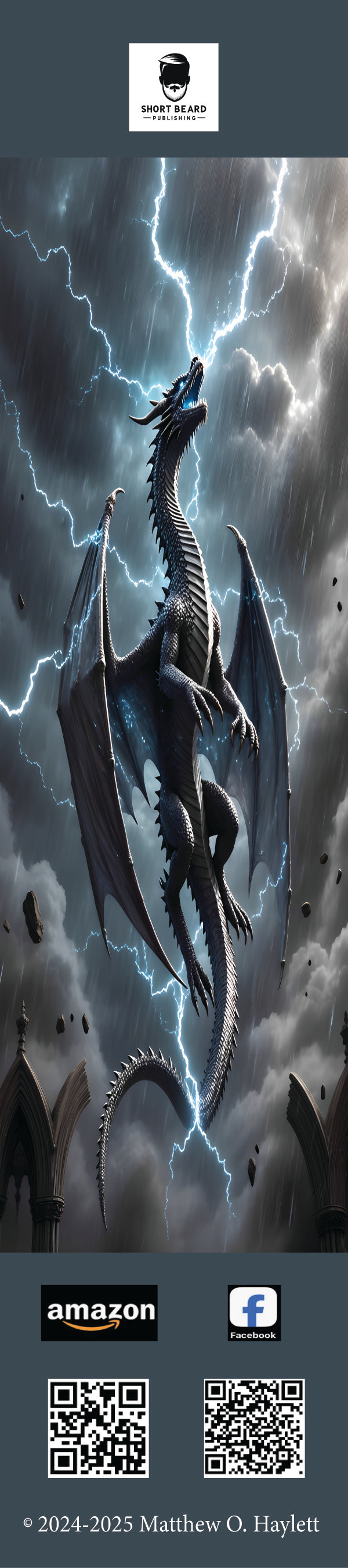 Storm Dragon Bookmark — 2" x 9" Premium Cardstock, Gloss-Coated with Colored Tassel by Short Beard Publishing