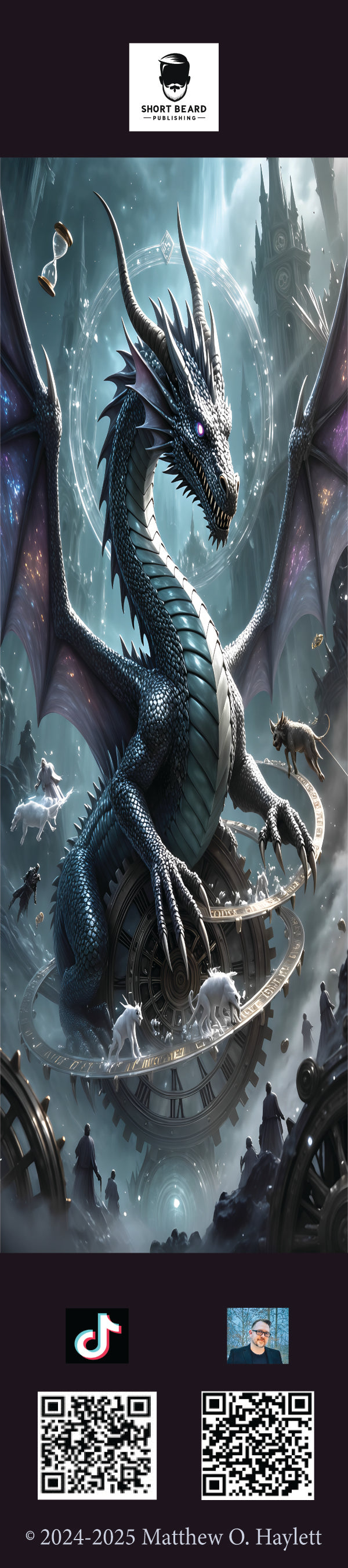 Time Dragon Bookmark (V2)  — 2" x 9" Premium Cardstock, Gloss-Coated with Colored Tassel by Short Beard Publishing