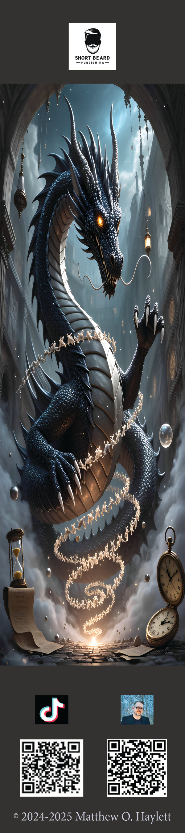 Time Dragon Bookmark (V3) — 2" x 9" Premium Cardstock, Gloss-Coated with Colored Tassel by Short Beard Publishing