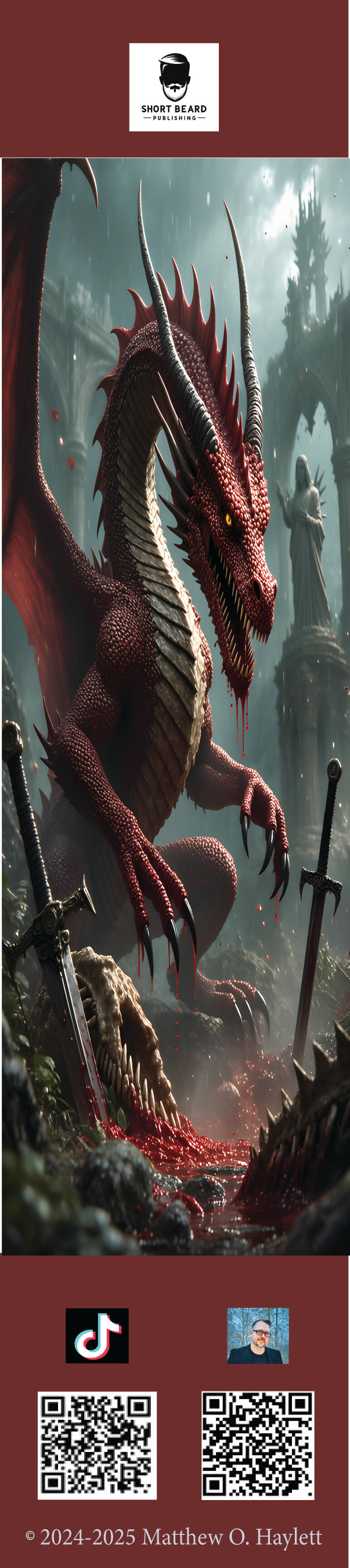 Blood Dragon Bookmark — 2" x 9" Premium Cardstock, Gloss-Coated with Colored Tassel by Short Beard Publishing