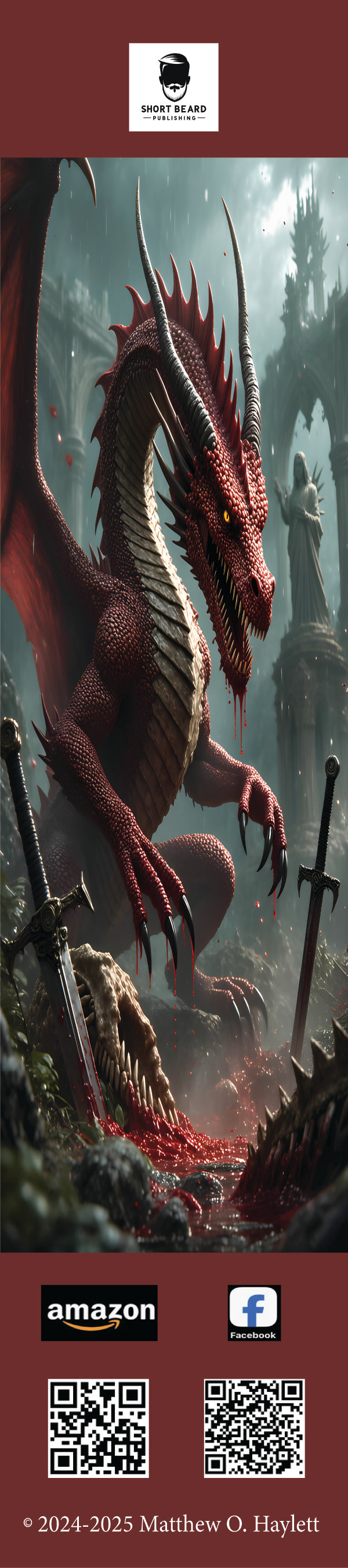 Blood Dragon Bookmark — 2" x 9" Premium Cardstock, Gloss-Coated with Colored Tassel by Short Beard Publishing