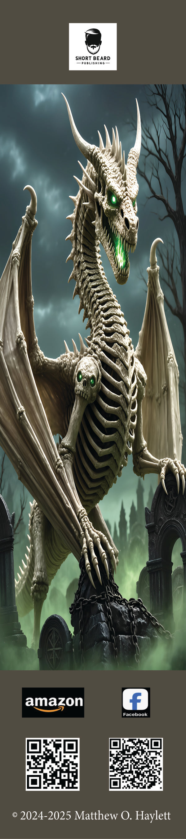 Bone Dragon Bookmark (V2) — 2" x 9" Premium Cardstock, Gloss-Coated with Colored Tassel by Short Beard Publishing