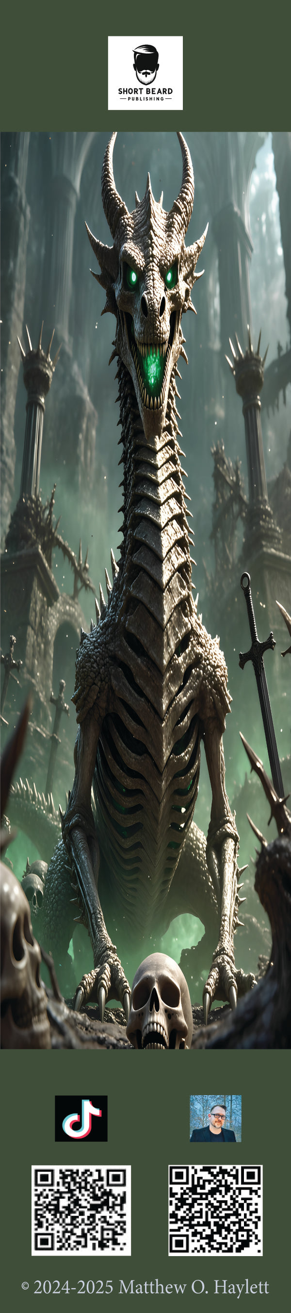 Bone Dragon Bookmark (V3) — 2" x 9" Premium Cardstock, Gloss-Coated with Colored Tassel by Short Beard Publishing