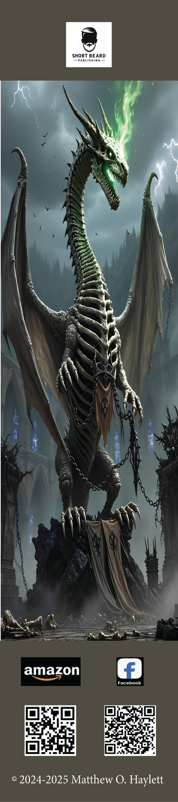 Bone Dragon Bookmark (V3) — 2" x 9" Premium Cardstock, Gloss-Coated with Colored Tassel by Short Beard Publishing