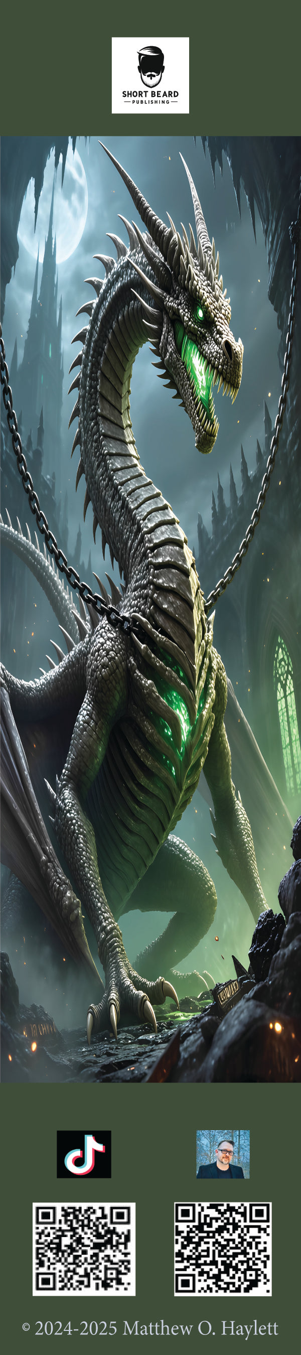 Bone Dragon Bookmark (V4)— 2" x 9" Premium Cardstock, Gloss-Coated with Colored Tassel by Short Beard Publishing