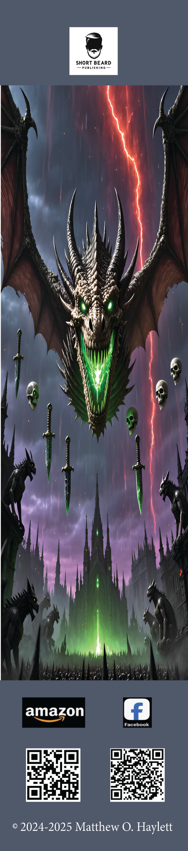 Bone Dragon Bookmark — 2" x 9" Premium Cardstock, Gloss-Coated with Colored Tassel by Short Beard Publishing