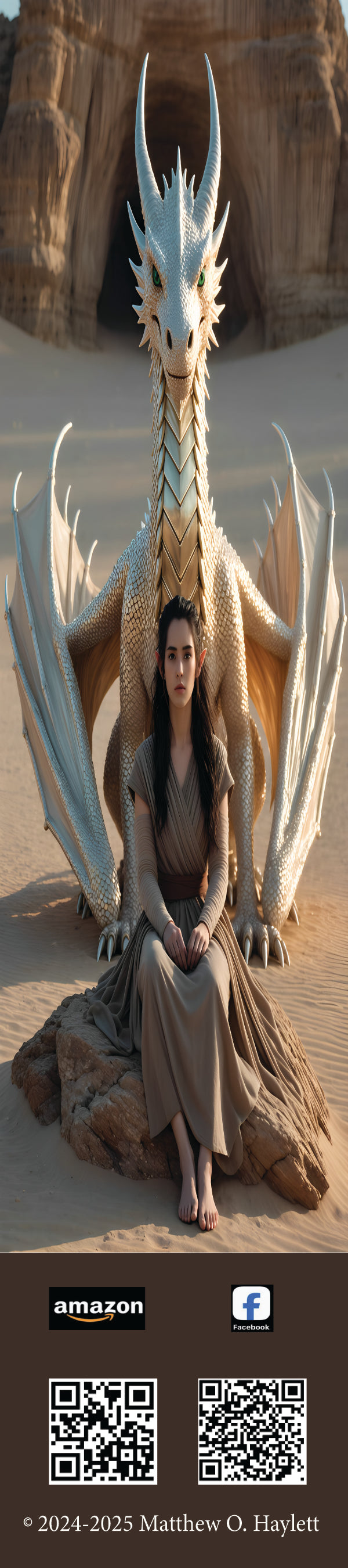 White Desert Dragon Bookmark — 2" x 9" Premium Cardstock, Gloss-Coated with Colored Tassel by Short Beard Publishing