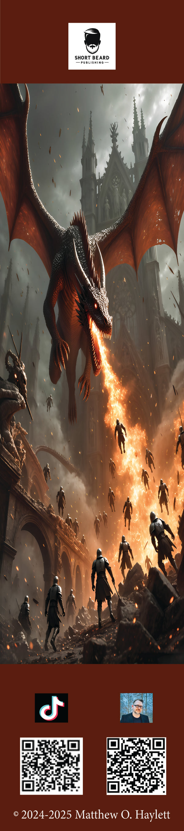 Fire Dragon Bookmark (V2)— 2" x 9" Premium Cardstock, Gloss-Coated with Colored Tassel by Short Beard Publishing