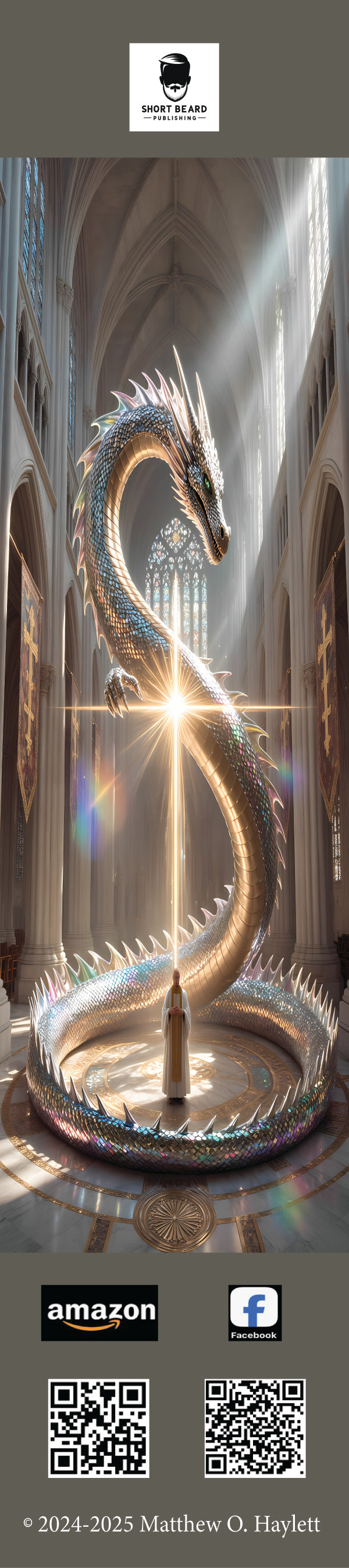 Holy Divine Dragon Bookmark (V2)  — 2" x 9" Premium Cardstock, Gloss-Coated with Colored Tassel by Short Beard Publishing