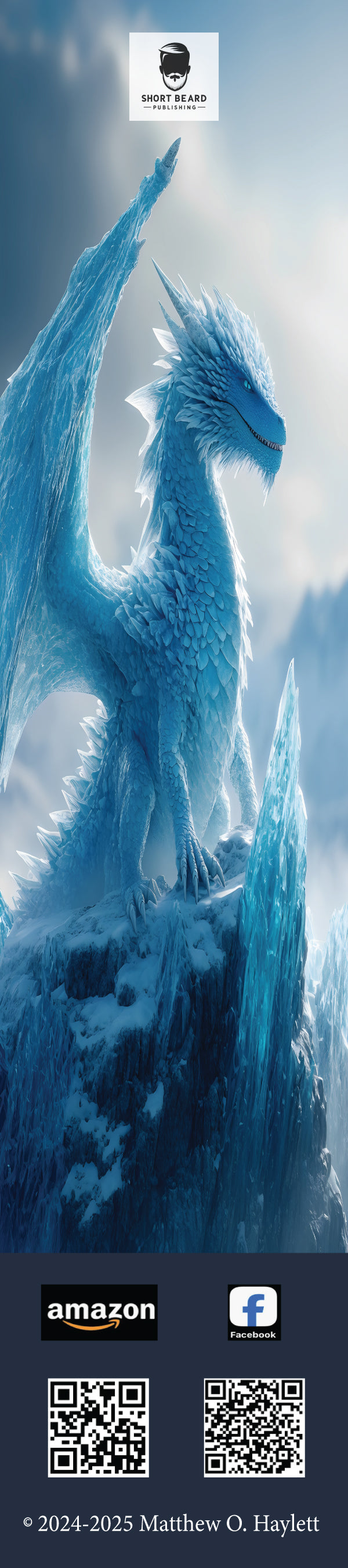 Ice Dragon Bookmark (V2) — 2" x 9" Premium Cardstock, Gloss-Coated with Colored Tassel by Short Beard Publishing