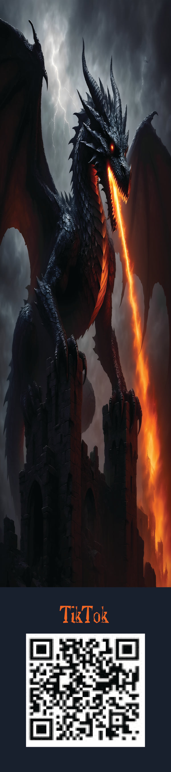 Obsidian Dragon Bookmark — 2" x 9" Premium Cardstock, Gloss-Coated with Colored Tassel by Short Beard Publishing