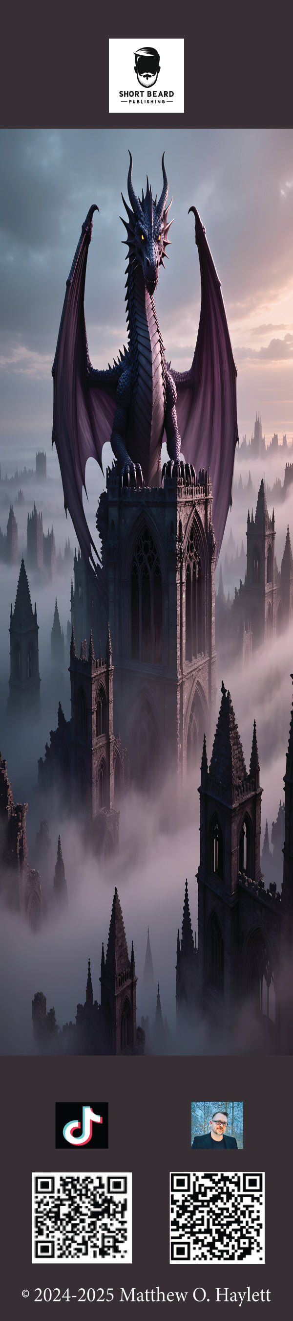 Shadow Dragon Bookmark (V3)— 2" x 9" Premium Cardstock, Gloss-Coated with Colored Tassel by Short Beard Publishing