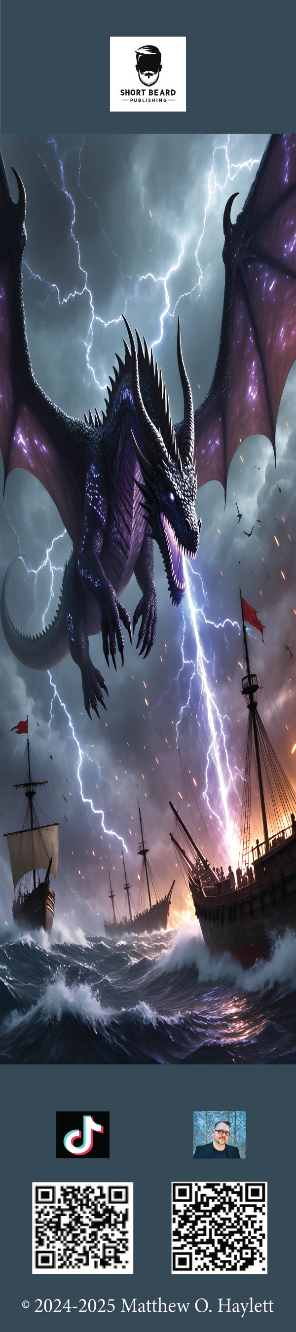 Storm Dragon Bookmark (V2) — 2" x 9" Premium Cardstock, Gloss-Coated with Colored Tassel by Short Beard Publishing