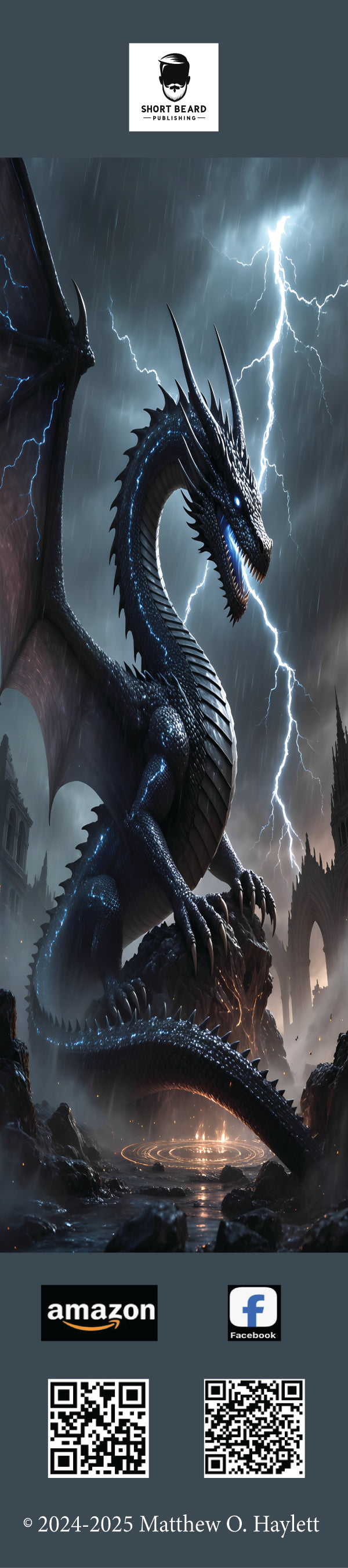 Storm Dragon Bookmark (V2) — 2" x 9" Premium Cardstock, Gloss-Coated with Colored Tassel by Short Beard Publishing