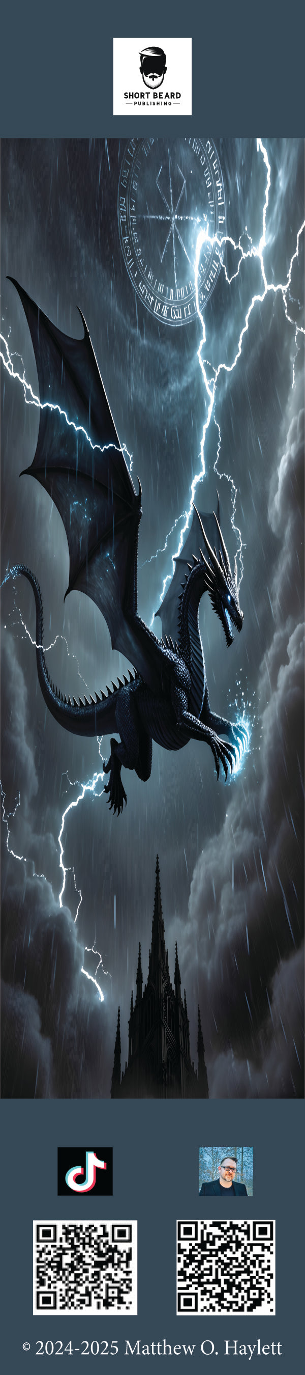 Storm Dragon Bookmark — 2" x 9" Premium Cardstock, Gloss-Coated with Colored Tassel by Short Beard Publishing
