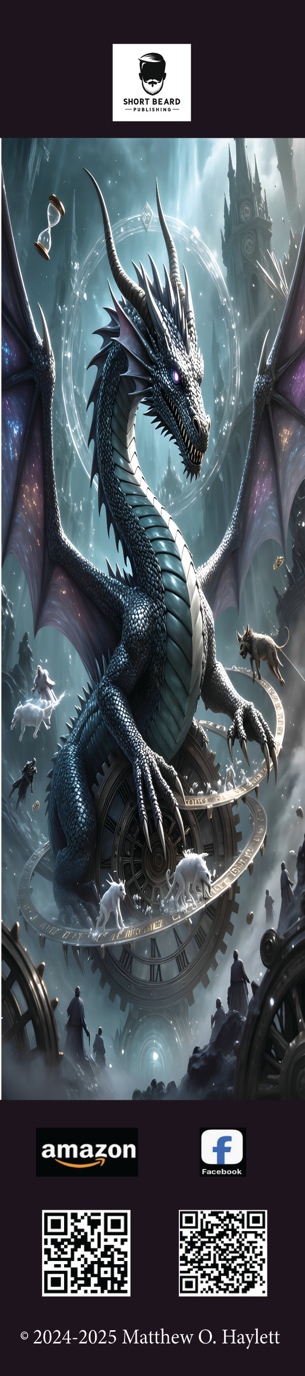 Time Dragon Bookmark (V2)  — 2" x 9" Premium Cardstock, Gloss-Coated with Colored Tassel by Short Beard Publishing
