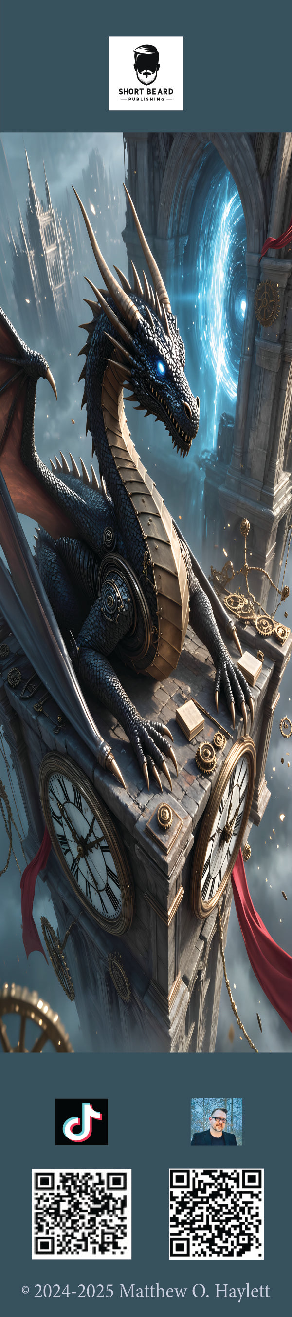 Time Dragon Bookmark (V4) — 2" x 9" Premium Cardstock, Gloss-Coated with Colored Tassel by Short Beard Publishing