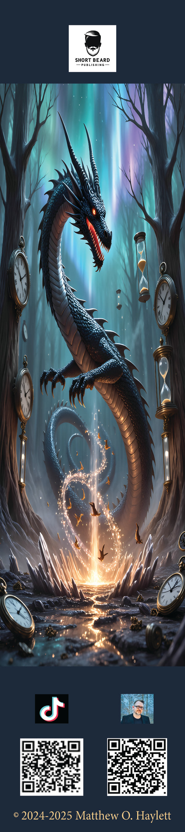 Time Dragon Bookmark — 2" x 9" Premium Cardstock, Gloss-Coated with Colored Tassel by Short Beard Publishing